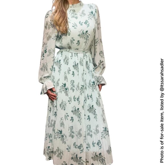 ANRABESS Women's Floral Chiffon Midi Dress with Puff Long Sleeves and Mock Neck - Picture 2 of 15